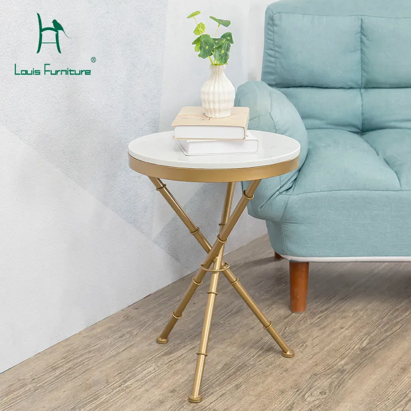 

Louis Fashion Coffee Tables Nordic Sofa Simple and Creative Circular Gold Marble Luxury Living Room