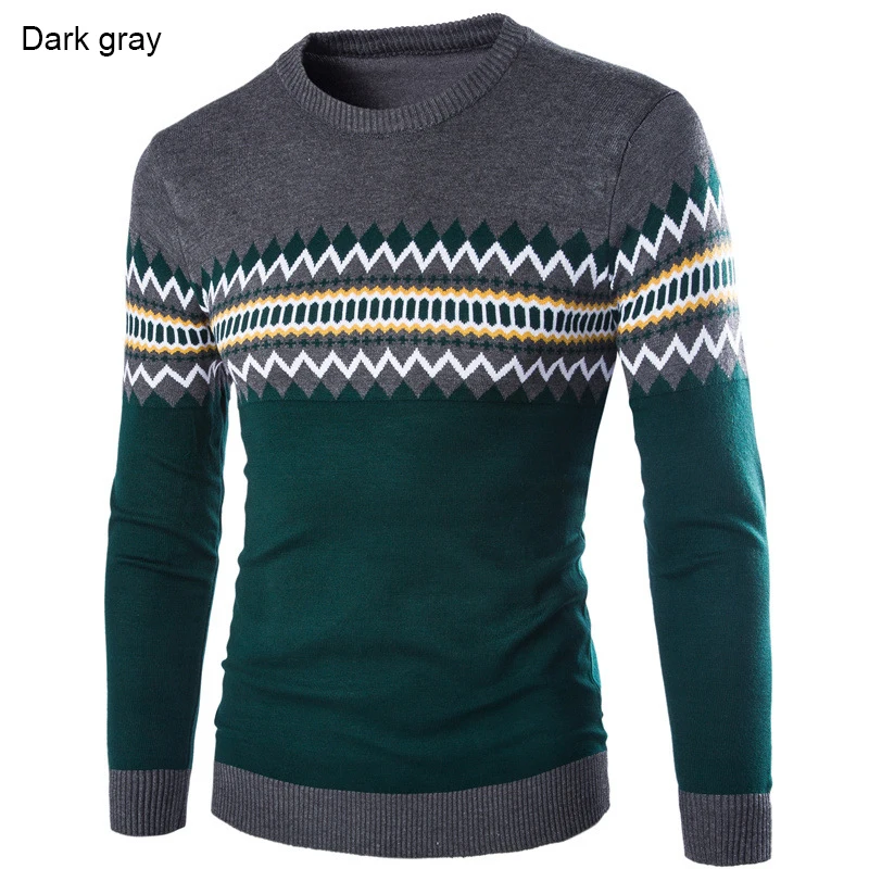 New Fashion O-neck Pullovers Men Autumn Winter Sweater Long Sleeve Patchwork Knitted Pullover vetement homme 2018 | Мужская одежда