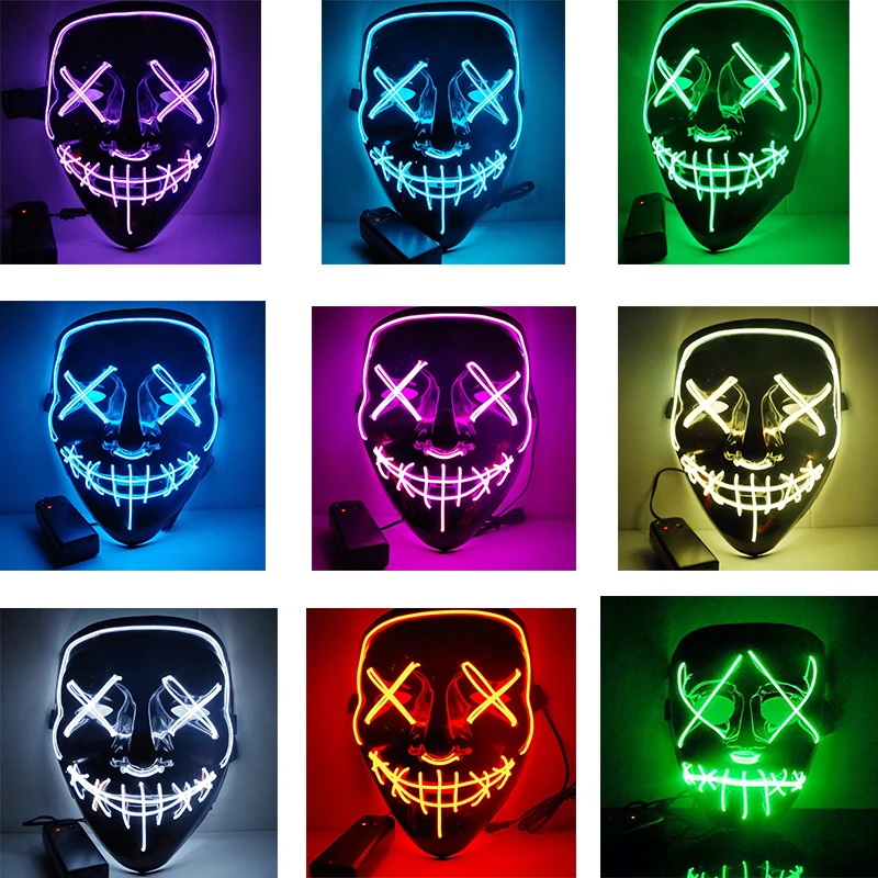 Светодиодный светильник для Хэллоуина маска вечерние неоновые маски игр ужасов