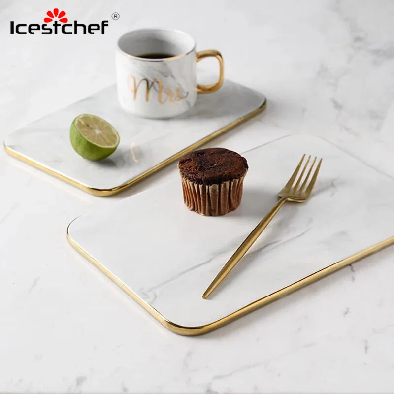 ICESTCHEF разделочная доска из мрамора керамическая тарелка для пиццы плоская