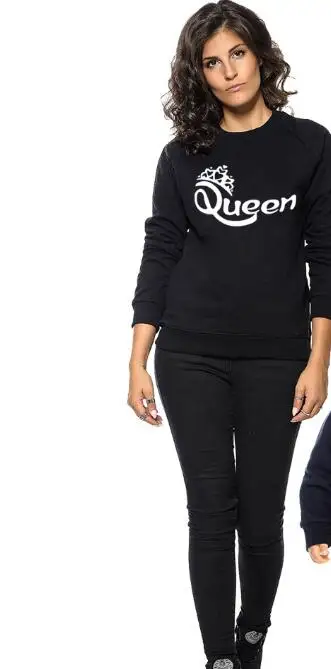 black queen Осенне-зимняя Рождественская Одинаковая одежда для всей семьи; одежда с длинными рукавами для влюбленных мужчин и женщин; пуловер с круглым вырезом - Цвет: black queen