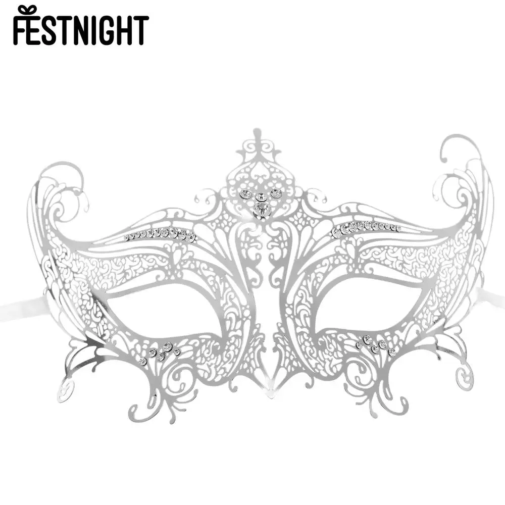 Черная/Красная/серебряная розовая металлическая полумаска с лазерной резкой