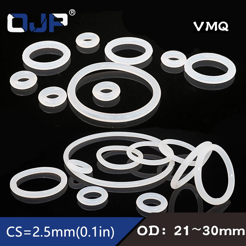 

5PCS/lot Silicon Ring Silicone/VMQ O ring OD21/22/23/24/25/26/27/28/29/30*2.5mm Thickness Rubber O-Ring Seal Gaskets Washer