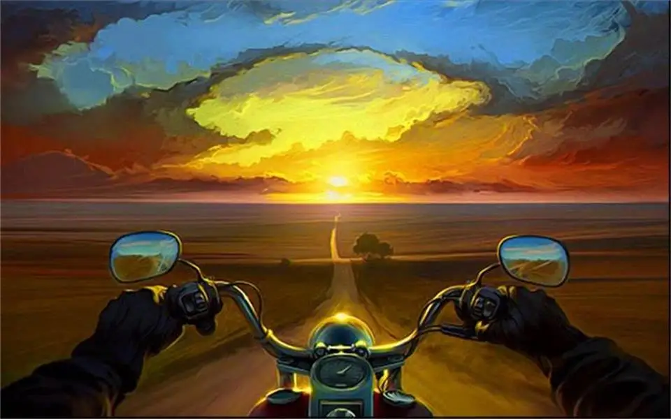 

3d wallpaper custom 3d photo wallpaper living room mural motorcyclists sun oil painting sofa TV background wallpaper for wall 3d