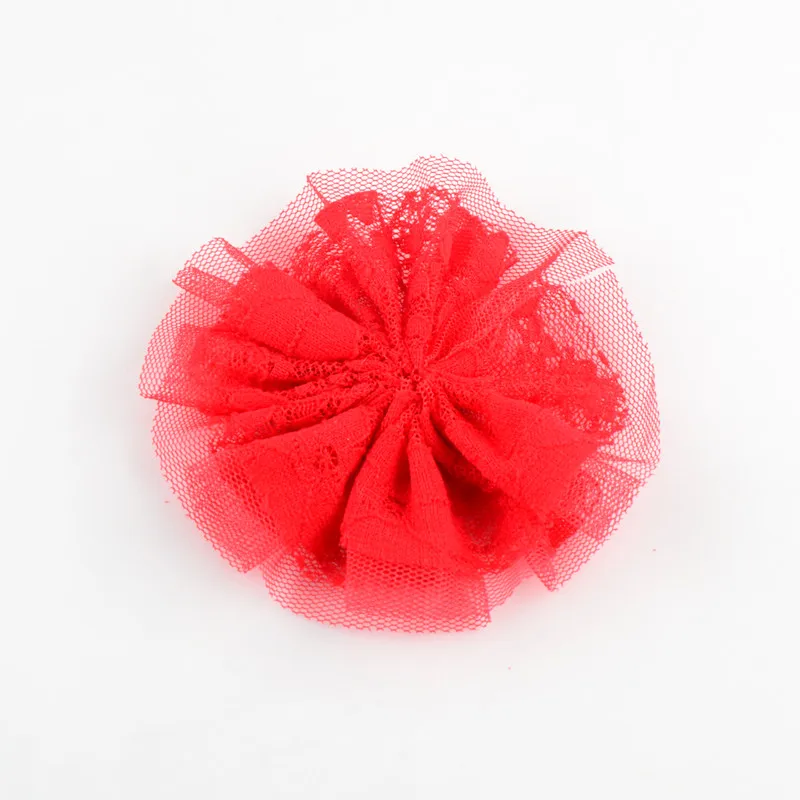 30 шт./лот ручная работа 3 5 ''ткань мягкий шелк кружевной цветок для Девочки