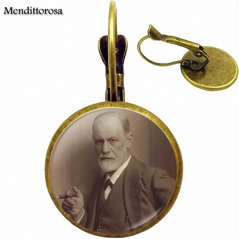 Стеклянный кабошон Sigmund Freud с бронзовым/серебряным/золотым зажимом