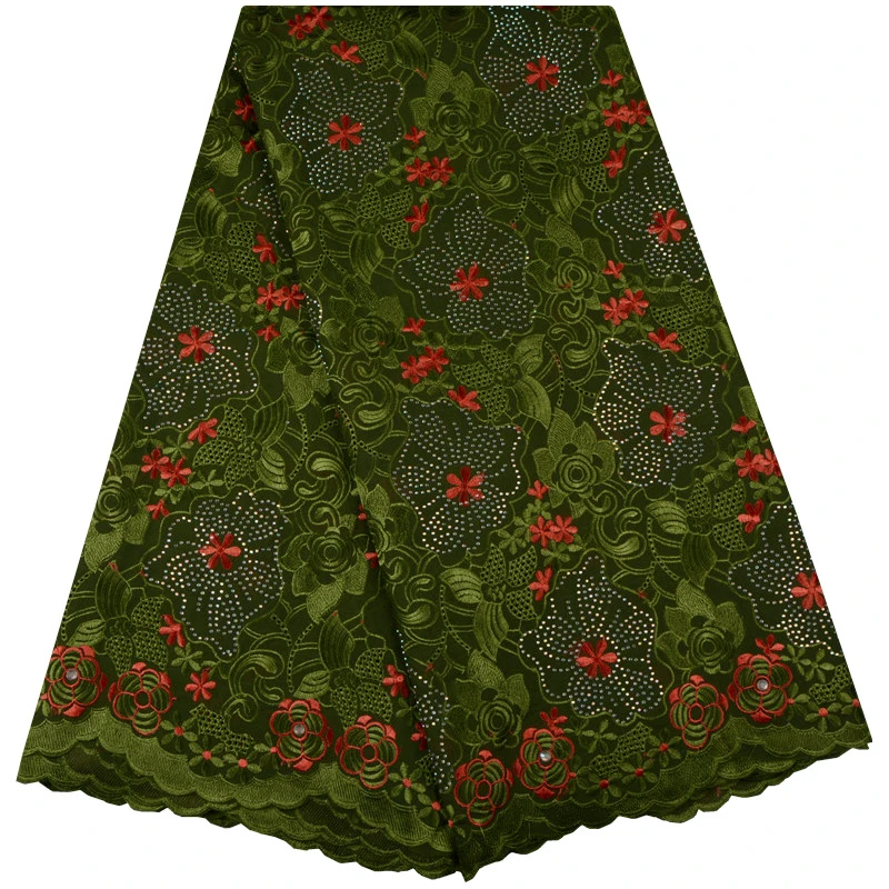 Новейшая вуаль кружева с камнями Африканское швейцарское хлопковое кружево