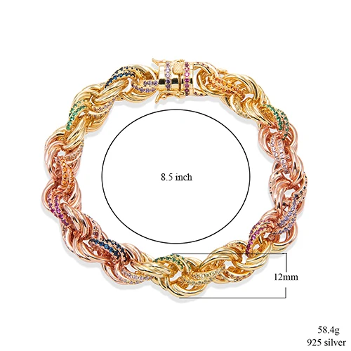 12 mm width VANAXIN, 925 пробы, серебряные ожерелья и браслеты, смешанные цвета, CZ, побрякушки, очаровательные витые ожерелья, 925, 18 дюймов, цепочка, хип-хоп подарок - Окраска металла: 12 mm width