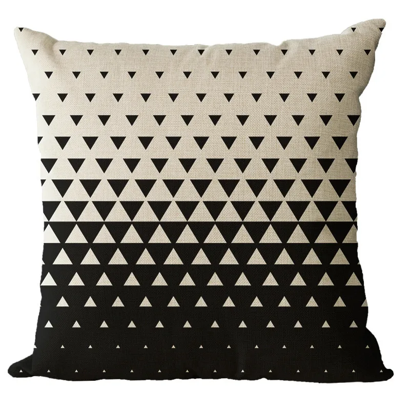 Vintage Simple Cotton Linen Pillowcase Cover Chair Waist and Seat Square Black white Geometry Cushion Home Decorative | Дом и сад