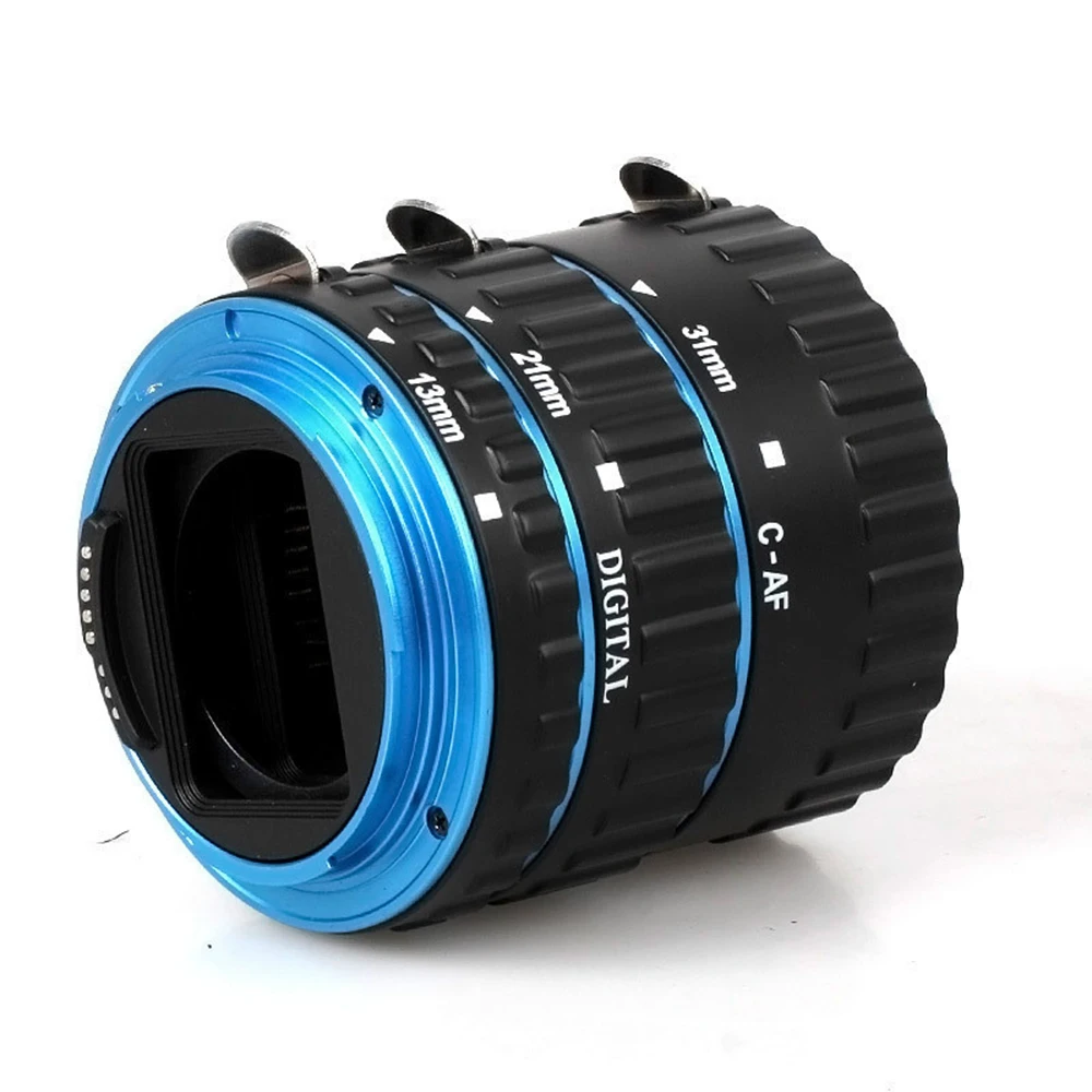 Blue Metal Mount Auto Focus AF Macro Extension Tube Ring for Canon EOS 1100D 700D 650D 600D 550D 500D 450D 350D 300D EF-S Lens |