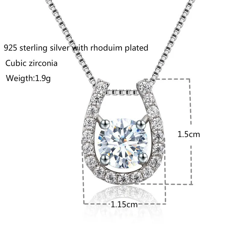 Подвеска в форме подковы из серебра 925 пробы с кубическим цирконием|necklace women|pendant