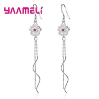 fashion classic ethnic tassel dangle earrings for women girls 925 sterling silver with flower charms bohemian jewelry