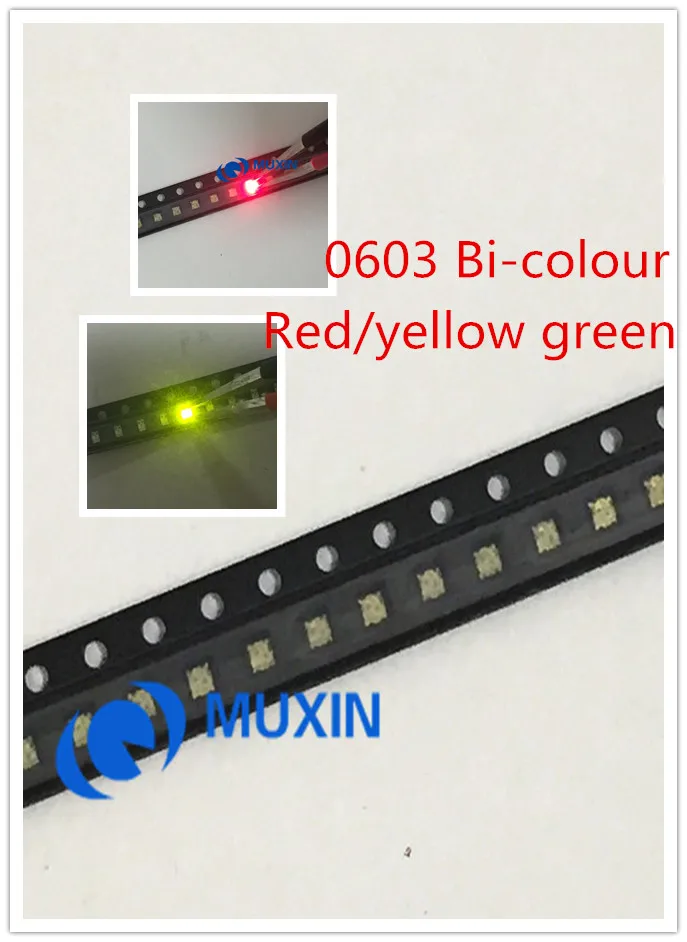 100 шт. 0603 (1616) чип поверхностного монтажа зеленого и красного цвета 2 в SMT