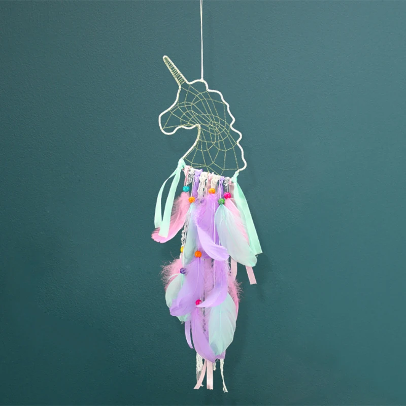 Единорог вечерние подвесные украшения DIY Ловец снов перо венок Беби Шауэр