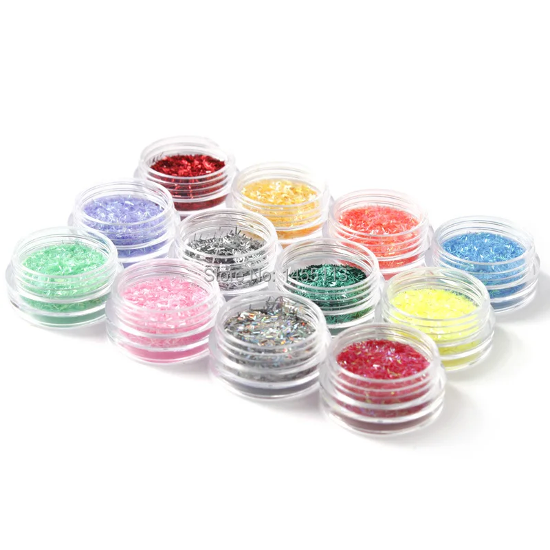 

12pcs/Packet Fashion Nail Glitter Nail Art Decorations 12 Color Silk Style