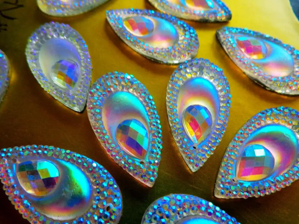 50 шт ослепительный прозрачный цвет AB Стразы в форме капли кристалл 16*30 мм