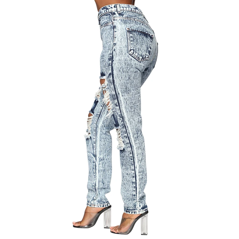 Tsuretobe модные рваные джинсы Рваные Женские повседневные штаны с высокой талией женские высококачественные летние длинные женские джинсовые брюки