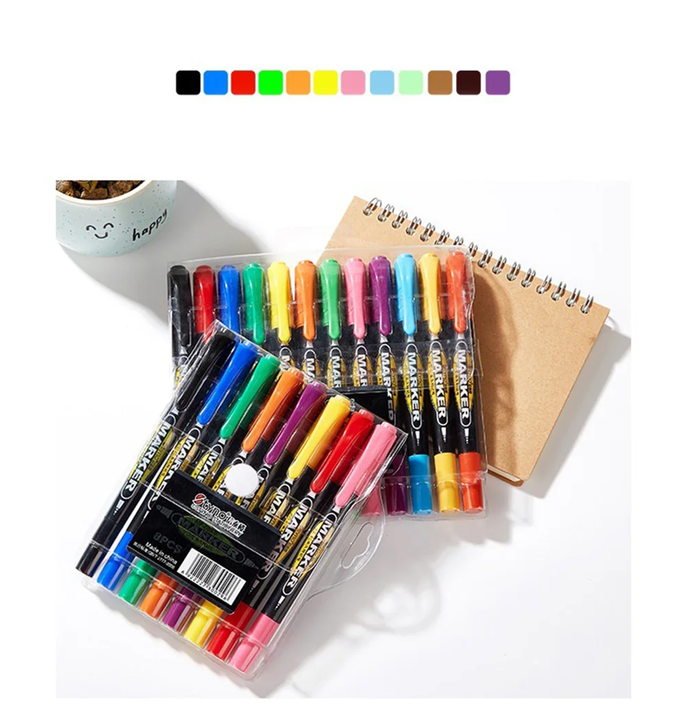8/12 цветов двойной наконечник Перманентная масляная художественная маркерная