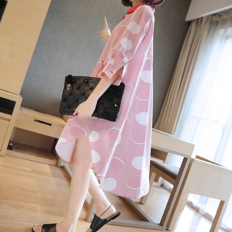 

2019 spring new women's long temperament shirt dress spring Korean version of the loose large size shirt