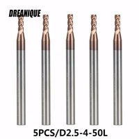 5pcslot d2 5 4 50 4 flute flattened head tungsten steel milling cutters high quality end mills hrc55 tialn coated tools