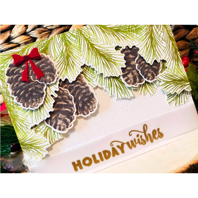 

Surrounding Pine Leaves Clear Stamps Seal for Scrapbooking Decorative Cards Making Paper Crafts Supplies Transparent Stamps 4*6