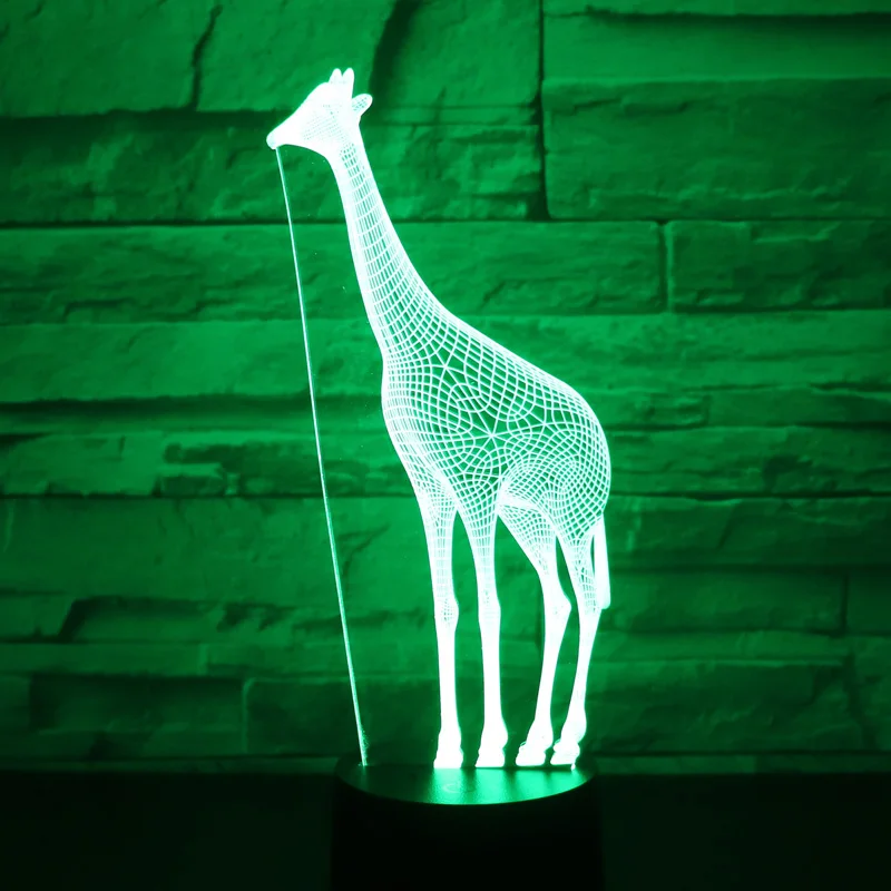 3D LED ночник Жираф Олень с 7 видов цветов свет для украшения дома лампа
