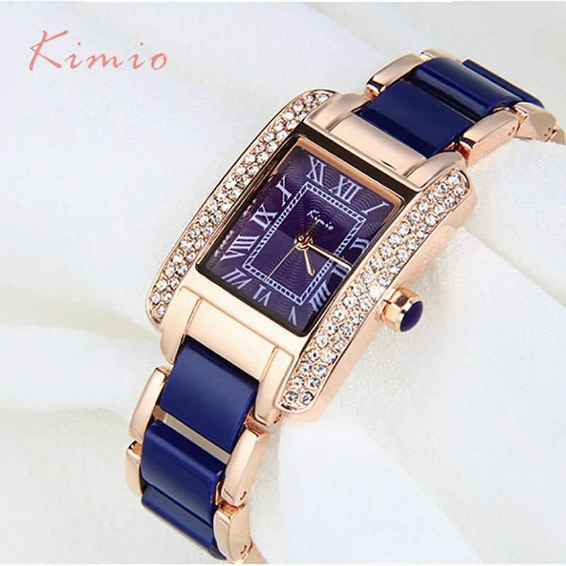 Женские кварцевые часы Kimio браслет с бриллиантом розовое золото подарочная