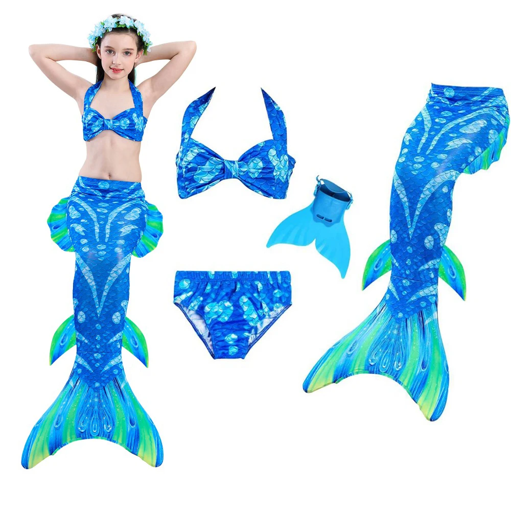 Хвосты маленькой русалки для девочек костюм плавания моноласт Русалочки детский