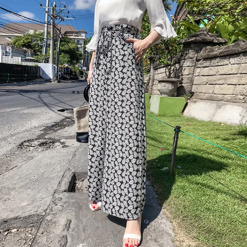 Женские пляжные брюки с высокой талией Pottis модные принтом в богемном стиле