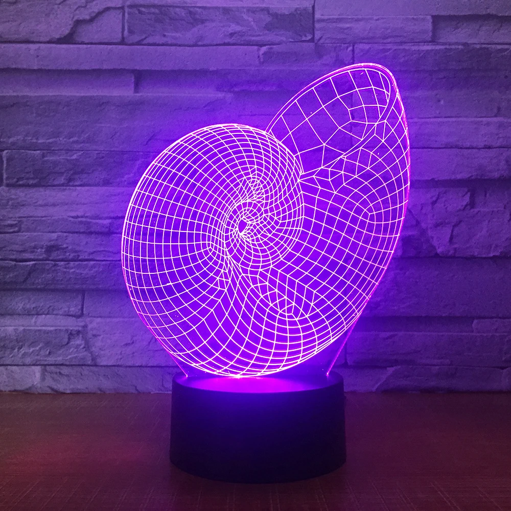 Улиточный Рог из ракушечника 7 красочных сменных абстрактных 3D декора светодиодный ночник настольная лампа для детей прикроватное освещение подарки Прямая поставка