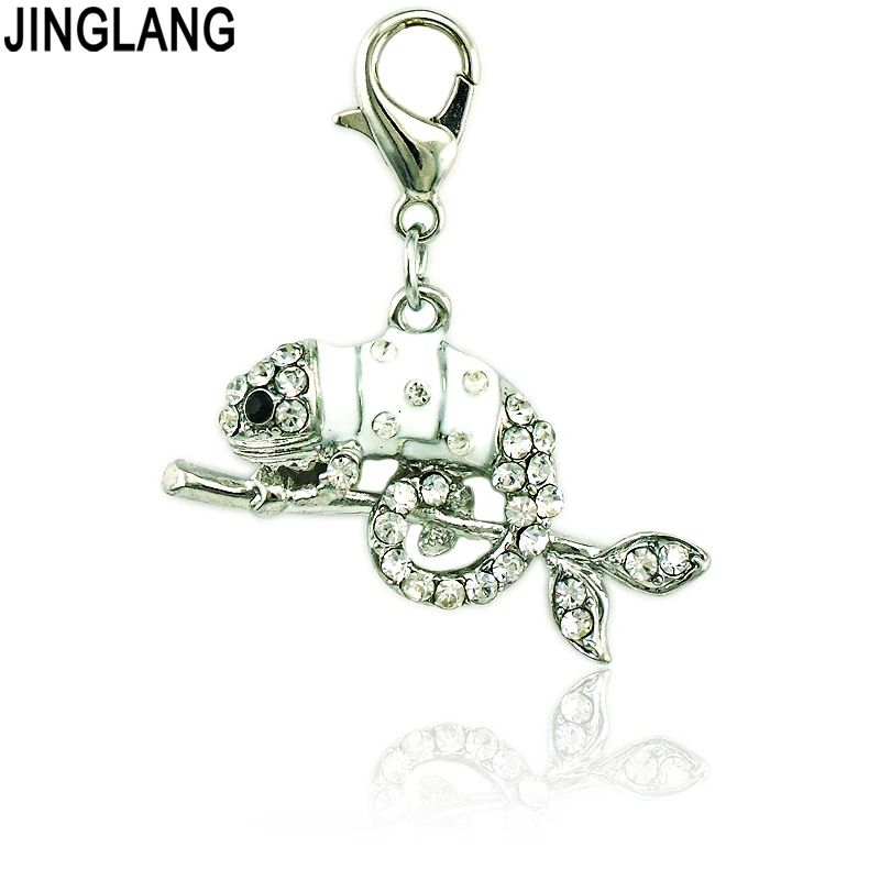 JINGLANG модные подвески Стразы Хамелеон Подвеска Эмаль Лобстер застежка Подвески