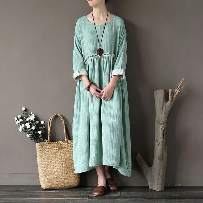 Женское платье свободного покроя с длинным рукавом Повседневное размера плюс