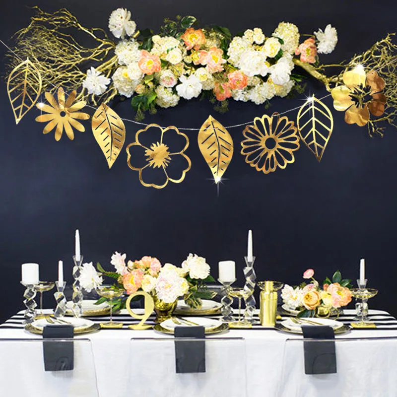 1 комплект золотые серебряные блестящие полые цветочные листья настенные