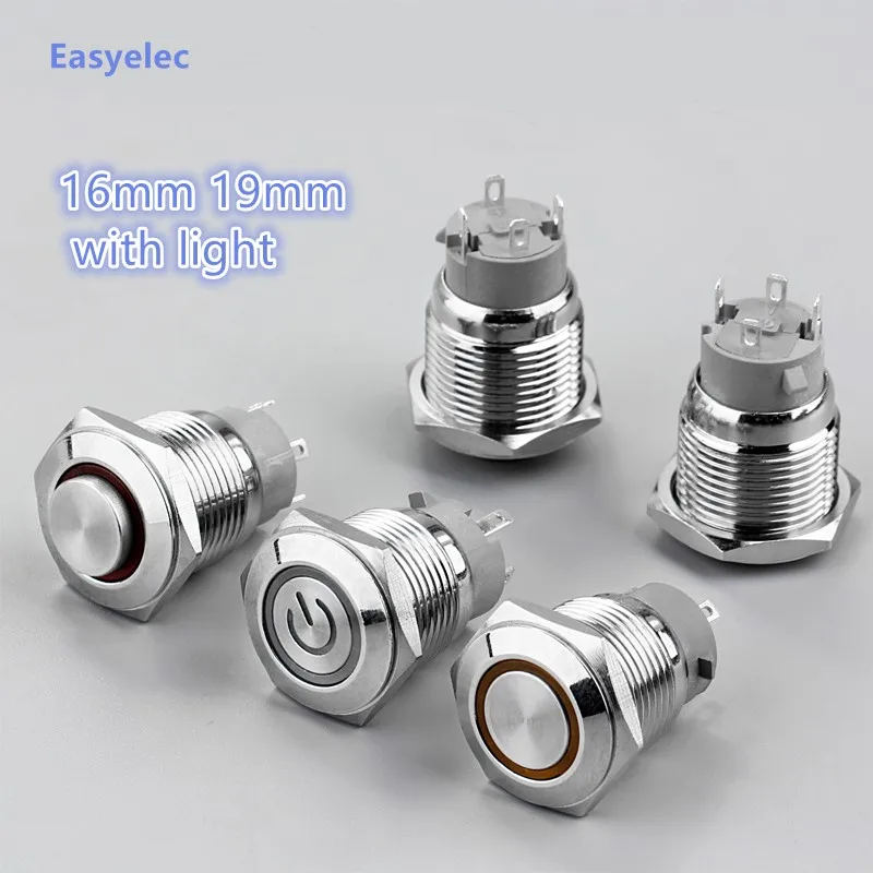 Водонепроницаемый металлический кнопочный переключатель 16 мм 19 22 10 А |