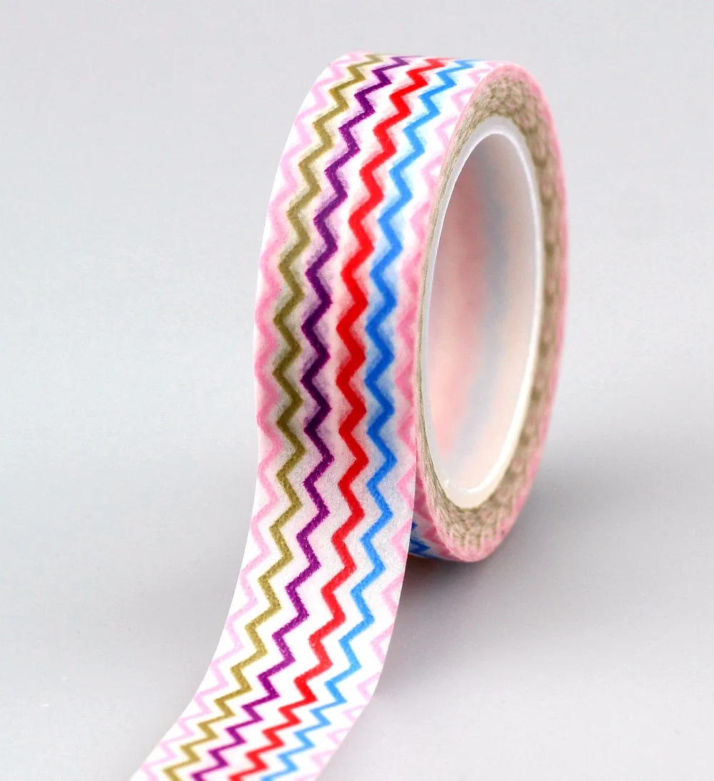 

1x designs of colorful chevron/waves Sticky Paper Tape, Adhesive Printing Scrapbooking Deco DIY Tape,Masking Japanese Washi Tape