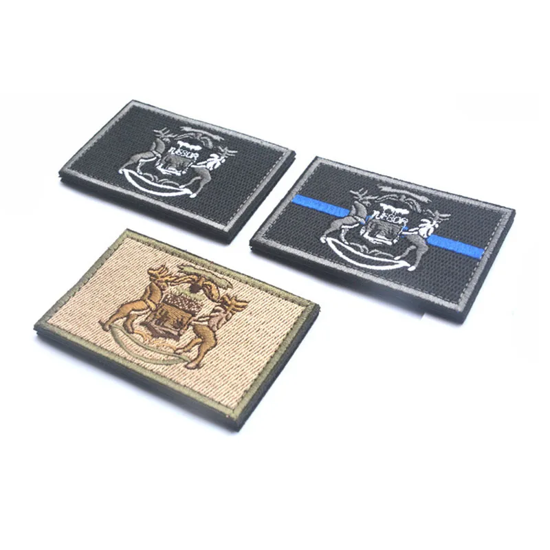 Мичиган State Patch Michigan Tactical Morale 7 6*5 см 3D вышитая аппликация Одежда значок для куртки