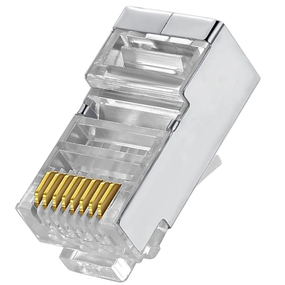 Разъем Cat 6 RJ45 обжимной позолоченный сетевой кабель 8P8C Ethernet Lan кристальная