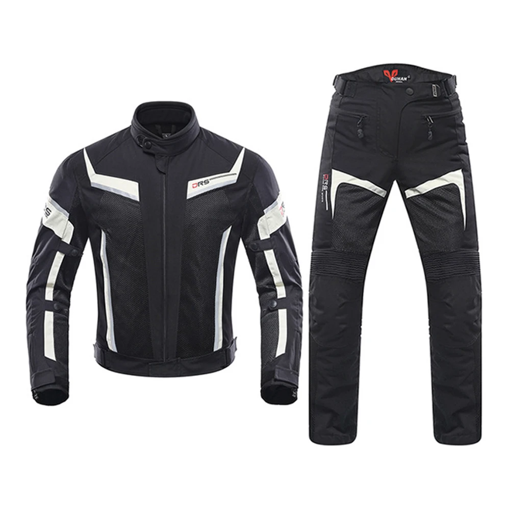 Black Suit DUHAN, Мужская мотоциклетная куртка, летняя дышащая сетчатая куртка, мотоциклетная куртка, штаны, набор, весна, мото штаны, гоночный костюм, костюм для мотокросса - Цвет: Black Suit