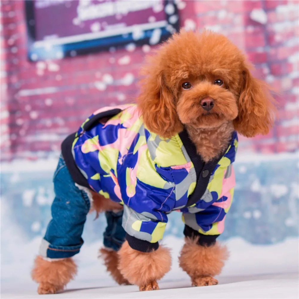 HOOPET зимняя теплая камуфляжная одежда для собак кошек лыжная с капюшоном флисовое