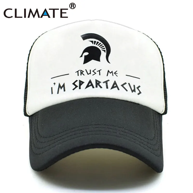 White Black Климат Spatacus Trucker Кепка s Мужчины Спартак Черная кепка s жаркое лето я Спартак крутая бейсбольная сетка Кепка Дальнобойщика шляпа - Цвет: White Black