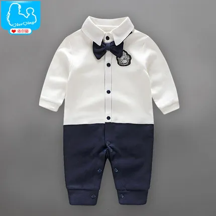 NewBorn Baby Rompers baby Clothes Cotton Boys Jumpsuit Bow Tie Long Sleeve Fashion Photograp Toddler Infant Boy Bebe romper |