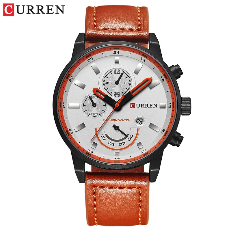 black white Curren Кварцевые часы для мужчин Топ бренд класса люкс кожа мужские s часы модные повседневные спортивные часы мужские наручные часы Relogio Masculino - Цвет: black white