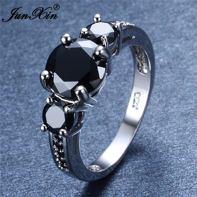 JUNXIN Размер 10 мужское женское черное круглое кольцо винтажные мужские женские