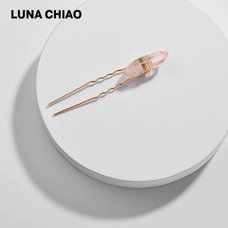 Женские аксессуары для волос LUNA CHIAO простые шпильки из натурального кварца с