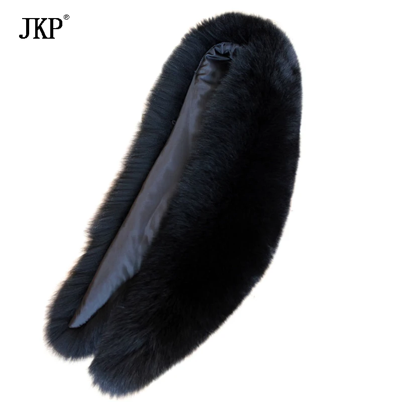 Длинный 100% натуральный Лисий мех воротник шарф черный 100 см |