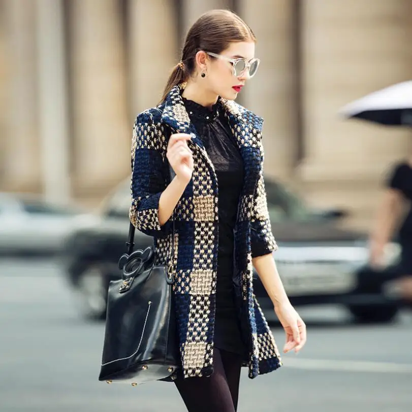 Женское пальто Новинка осени зимы 2019 женское облегающее твидовое в европейском и