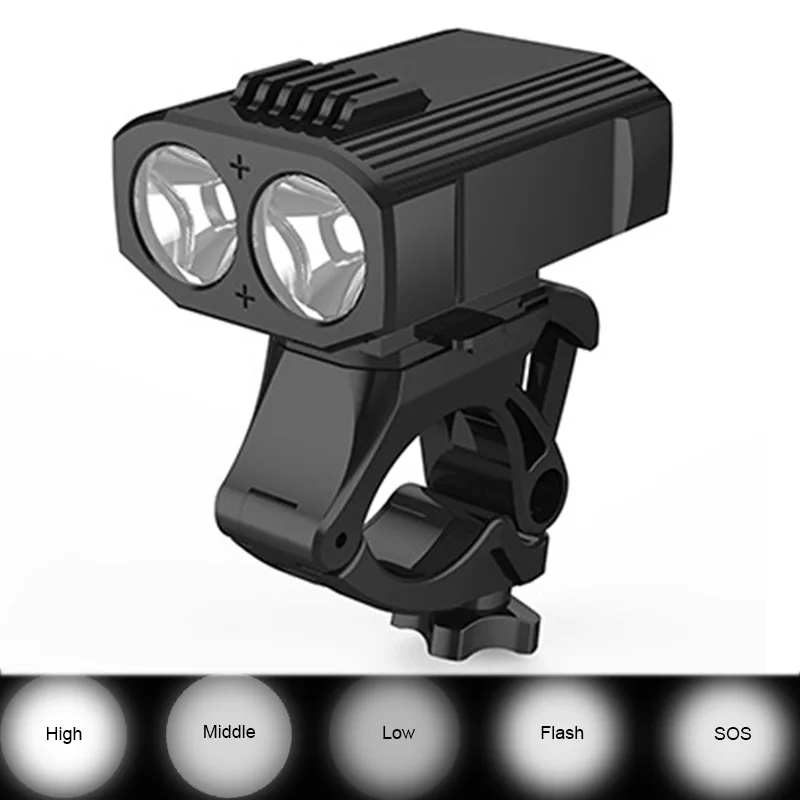 LED Bike Light 5 Mode Cycling Fishing Torch Camping Flashlight Usb Rechargeable Bicycle 2*XPE Headlight With 18650 Battery |
