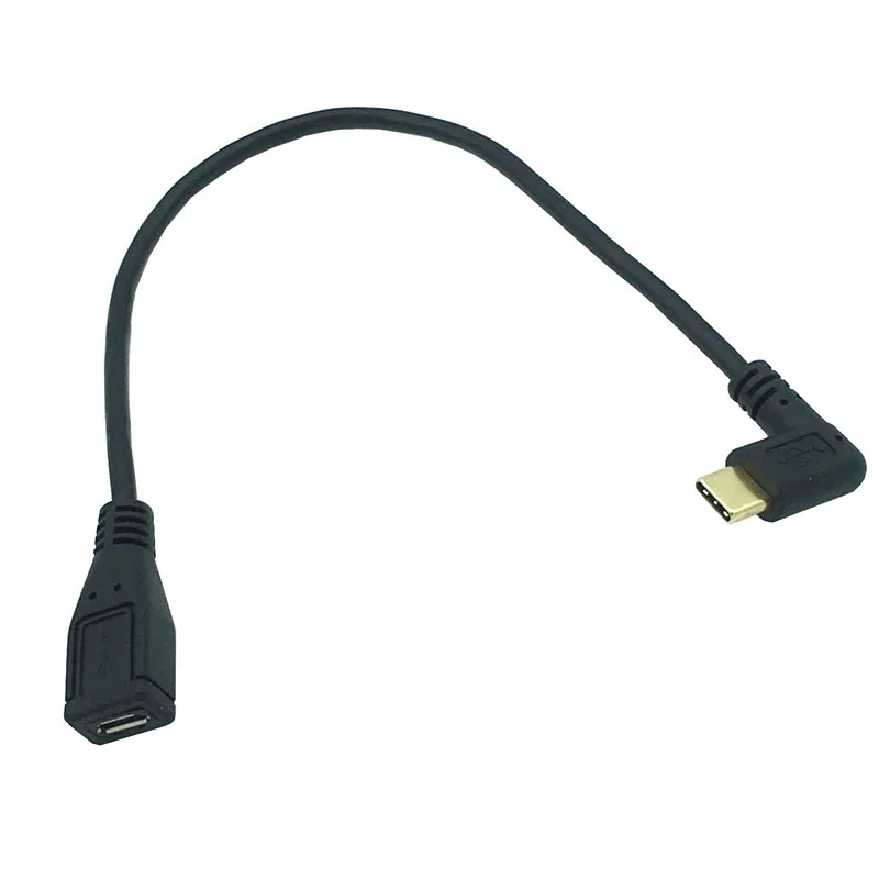 USB3.1 Тип C левый и правый угол штекер на Micro USB 2 0 5P гнездо Угловой кабель для