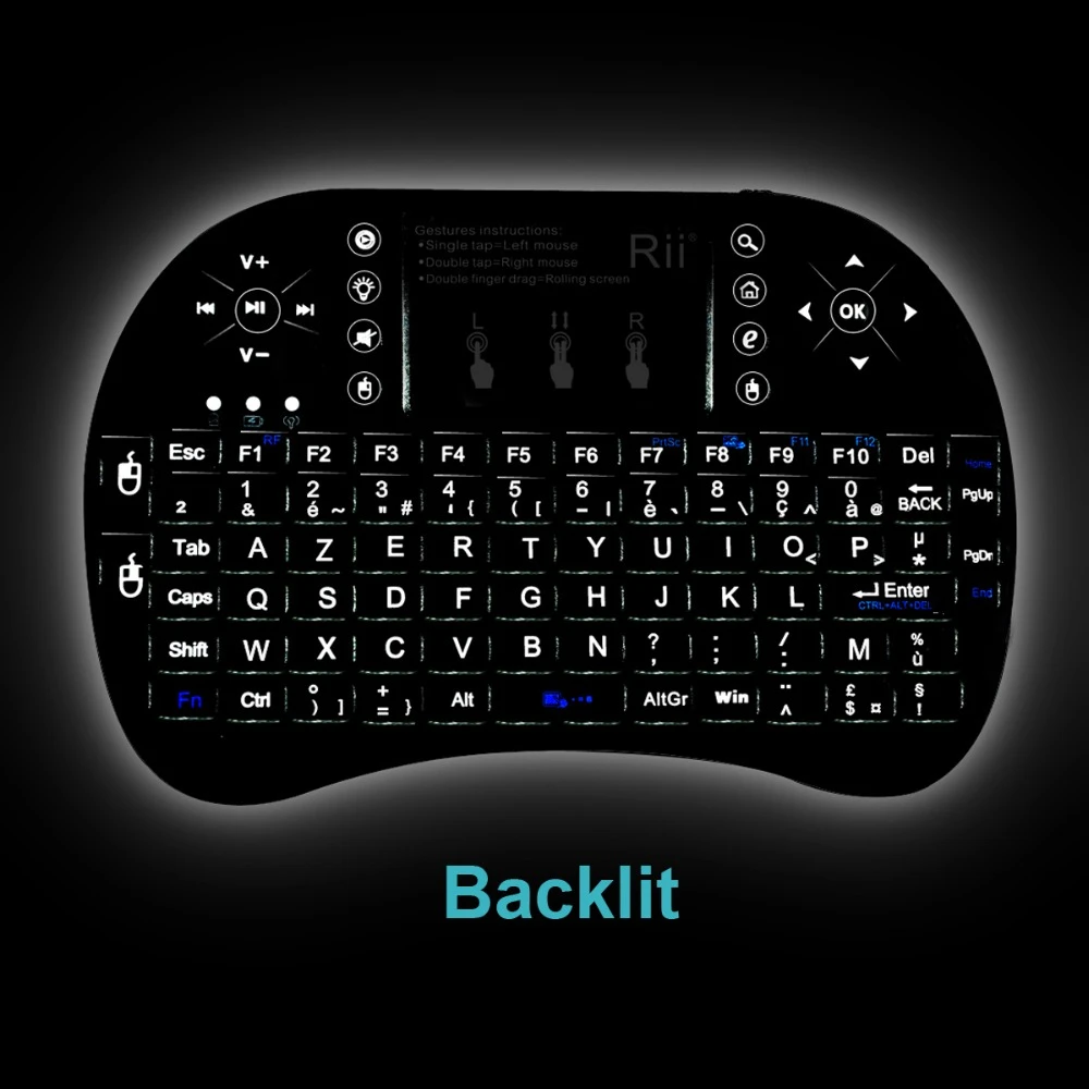Оригинальная мини клавиатура AZERTY Rii i8 + французская беспроводная с сенсорной