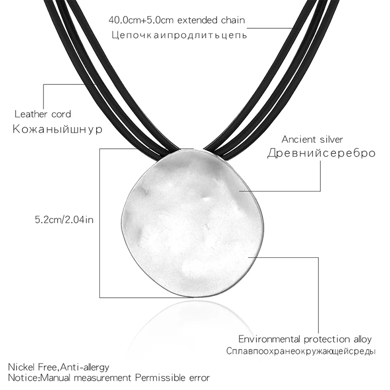 Уникальные Большие Круглые ожерелья подвески многослойные кожаные веревки
